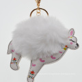 Keychain Accessories for Women - White Faux Fur Ball Charm Pompom Key Ring